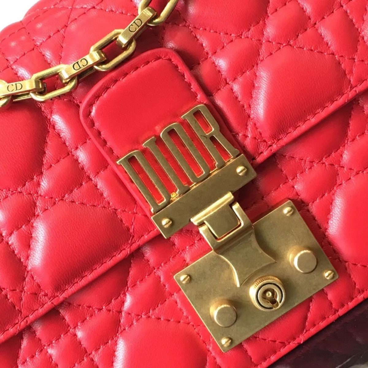 Dior Small Dioraddict Flap Bag In Cherry Lambskin High Quality Replica