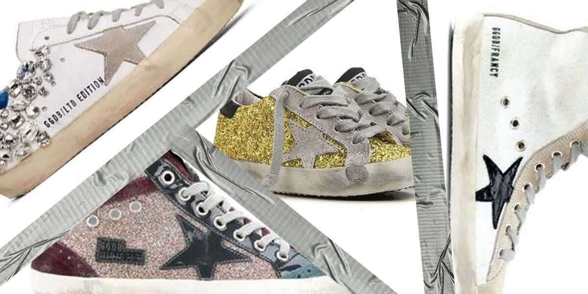 Golden Goose Sneakers red crystals paired with a blue scrubs